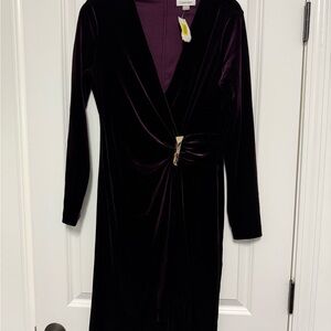 NWT Calvin Klein Deep Purple Velvet Dress - Size 8